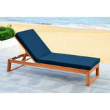 SAFAVIEH Outdoor Kaliyah Solid Wood Chaise Lounge Chair - 25Wx81Dx37H