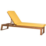 SAFAVIEH Outdoor Kaliyah Solid Wood Chaise Lounge Chair - 25Wx81Dx37H