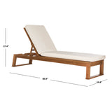 SAFAVIEH Outdoor Kaliyah Solid Wood Chaise Lounge Chair - 25Wx81Dx37H