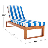 SAFAVIEH Outdoor Kaliyah Solid Wood Chaise Lounge Chair - 25Wx81Dx37H