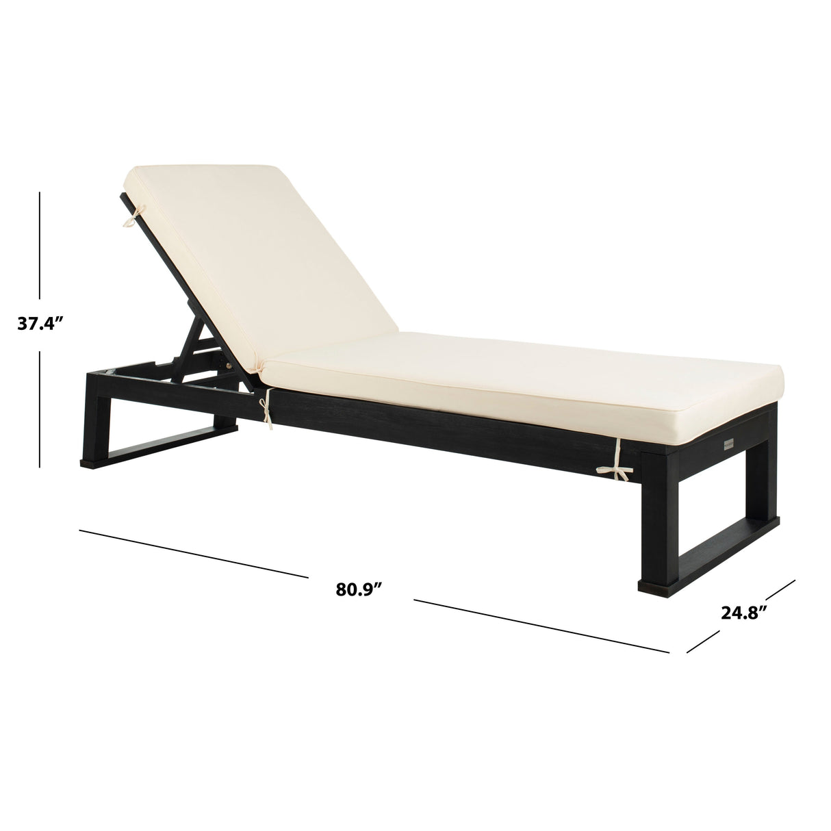 SAFAVIEH Outdoor Kaliyah Solid Wood Chaise Lounge Chair - 25Wx81Dx37H