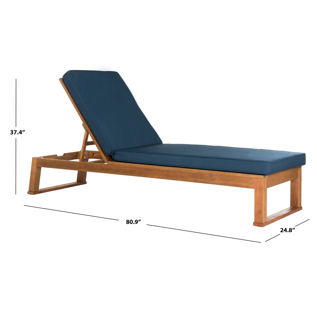 SAFAVIEH Outdoor Kaliyah Solid Wood Chaise Lounge Chair - 25Wx81Dx37H