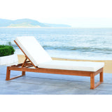 SAFAVIEH Outdoor Kaliyah Solid Wood Chaise Lounge Chair - 25Wx81Dx37H