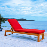 SAFAVIEH Outdoor Kaliyah Solid Wood Chaise Lounge Chair - 25Wx81Dx37H