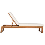 SAFAVIEH Outdoor Kaliyah Solid Wood Chaise Lounge Chair - 25Wx81Dx37H