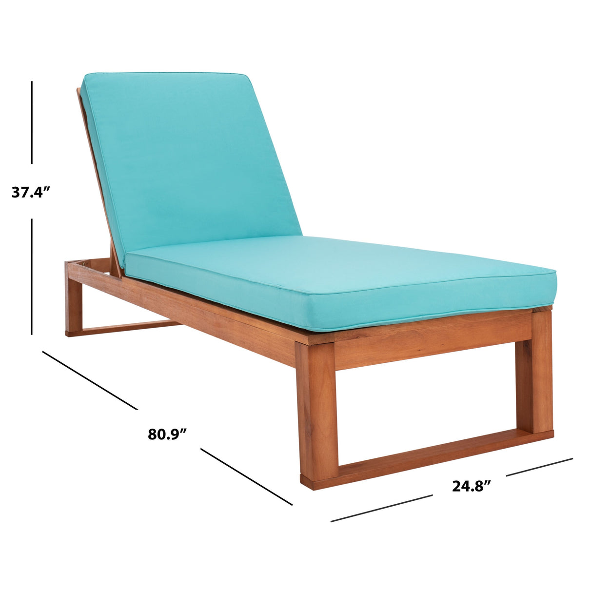 SAFAVIEH Outdoor Kaliyah Solid Wood Chaise Lounge Chair - 25Wx81Dx37H