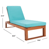 SAFAVIEH Outdoor Kaliyah Solid Wood Chaise Lounge Chair - 25Wx81Dx37H