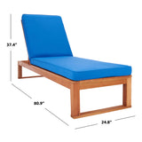 SAFAVIEH Outdoor Kaliyah Solid Wood Chaise Lounge Chair - 25Wx81Dx37H