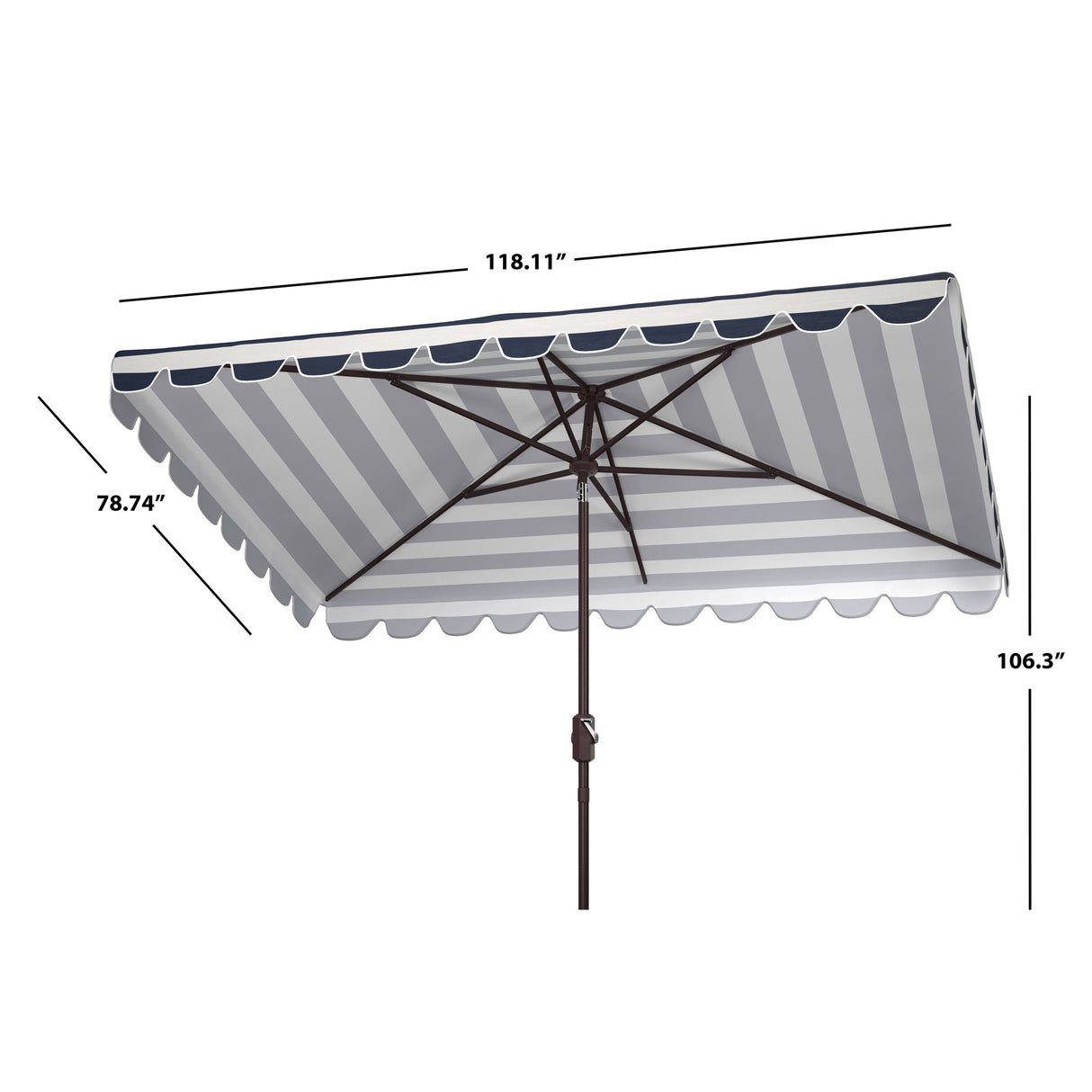 SAFAVIEH Outdoor Karma 6.5 x 10 Ft Rectangle Crank Umbrella