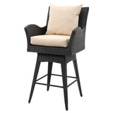 SAFAVIEH Outdoor Kaylan 26.8 Inch Living Hayes Wicker Swivel Armed Bar Stool - 24Wx23Dx43H