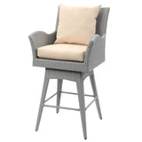 SAFAVIEH Outdoor Kaylan 26.8 Inch Living Hayes Wicker Swivel Armed Bar Stool - 24Wx23Dx43H