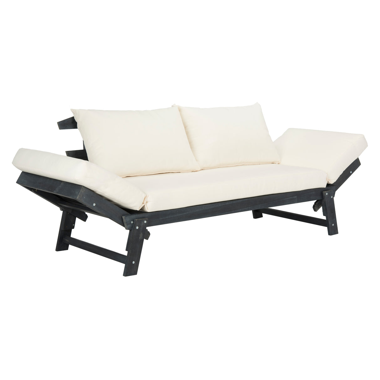 SAFAVIEH Outdoor Keira Solid Wood Covertible Daybed with Cushions - 82W x 30D x 29H