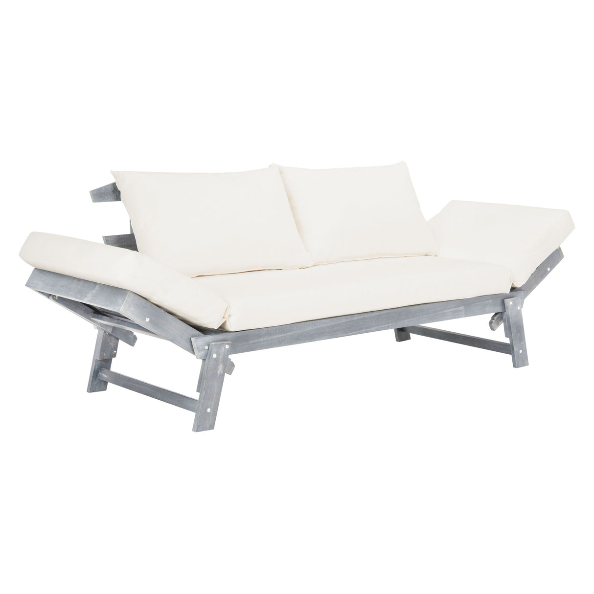 SAFAVIEH Outdoor Keira Solid Wood Covertible Daybed with Cushions - 82W x 30D x 29H