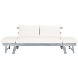 SAFAVIEH Outdoor Keira Solid Wood Covertible Daybed with Cushions - 82W x 30D x 29H