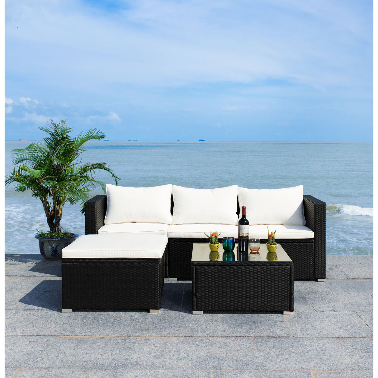 SAFAVIEH Outdoor Lainey 3-Piece Patio Set - 51W x 26D x 27H