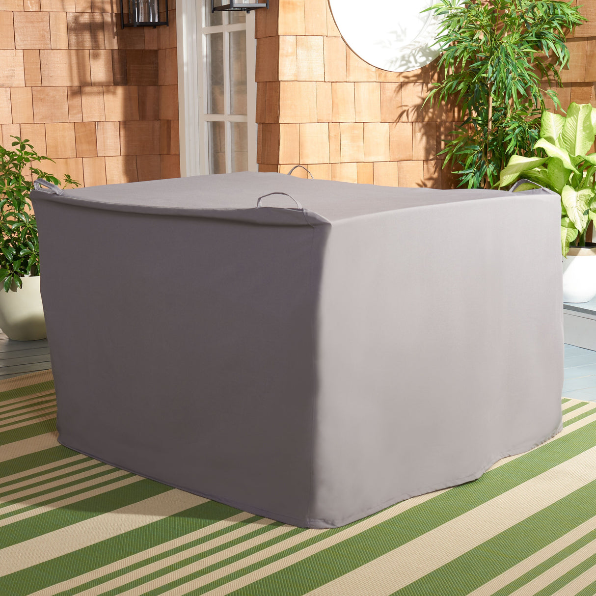 SAFAVIEH Outdoor Leane 4-Piece Set Grey Cover - 46.9" W x 52.8" L x 34.6" H - 47Wx53Dx35H