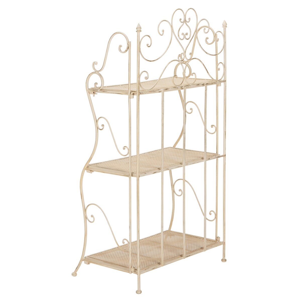 SAFAVIEH Outdoor Litzy Victorian Iron 3-Tier Shelf - 22.0" W x 14.2" L x 42.5" H