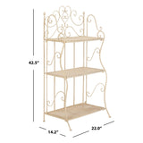 SAFAVIEH Outdoor Litzy Victorian Iron 3-Tier Shelf - 22.0" W x 14.2" L x 42.5" H