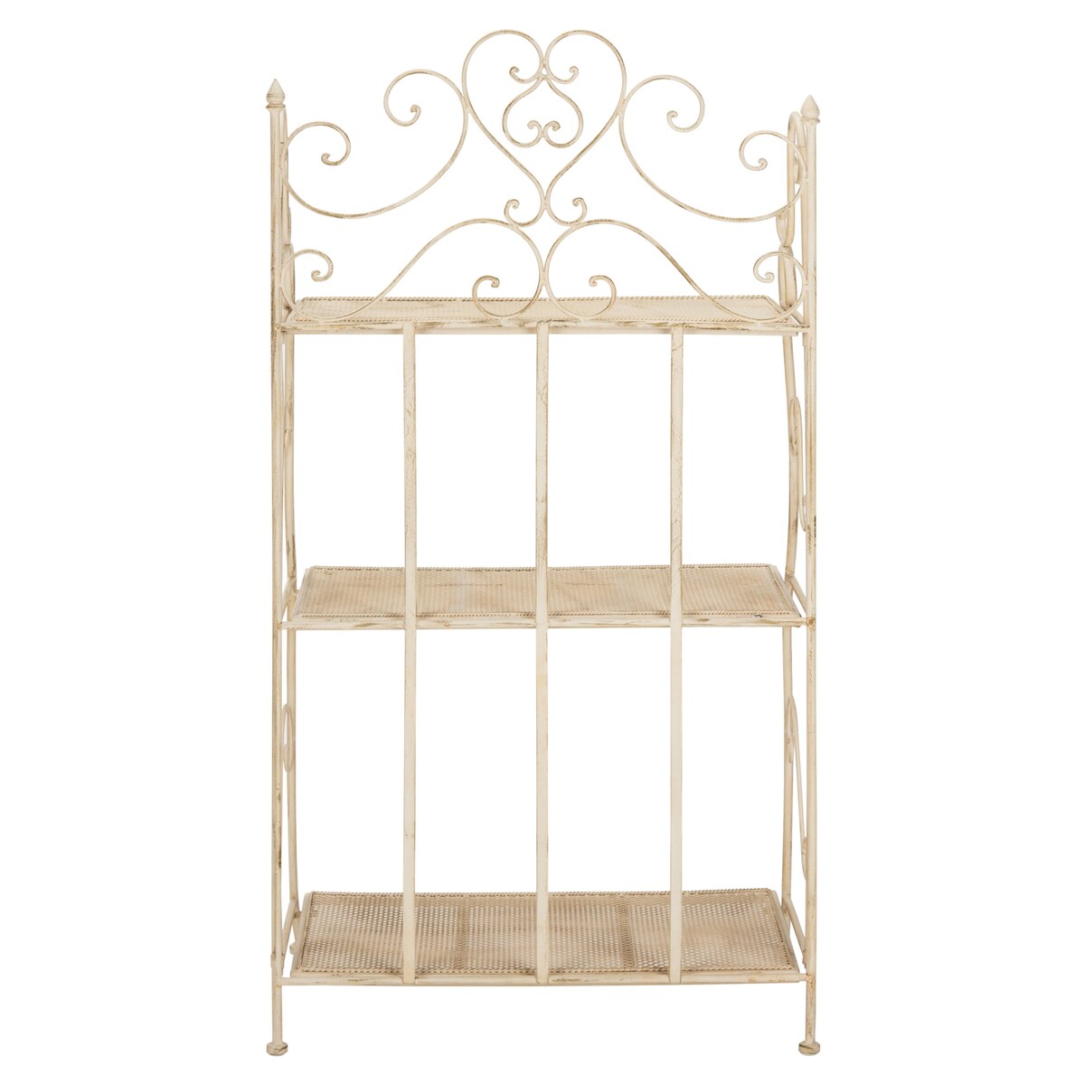 SAFAVIEH Outdoor Litzy Victorian Iron 3-Tier Shelf - 22.0" W x 14.2" L x 42.5" H