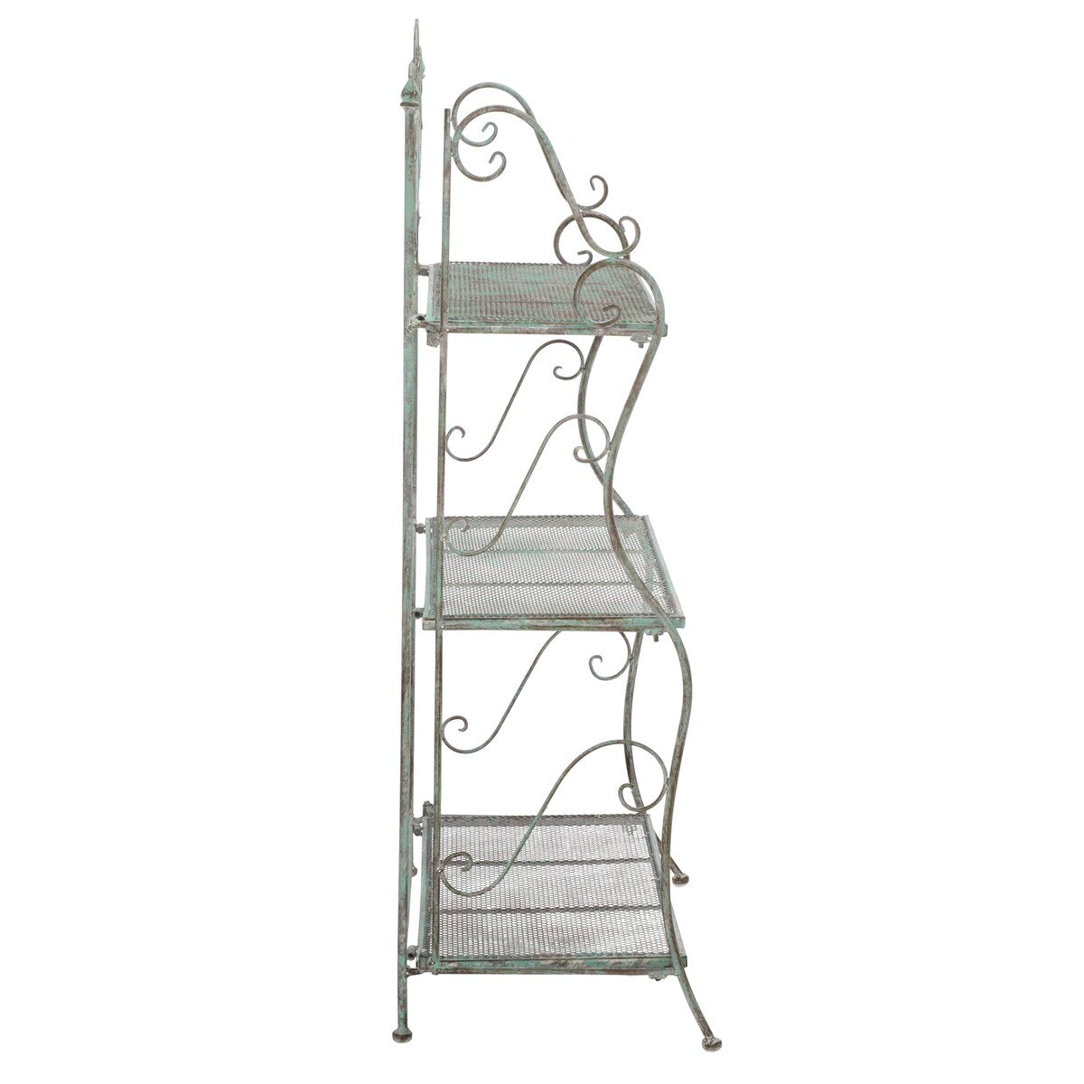 SAFAVIEH Outdoor Litzy Victorian Iron 3-Tier Shelf - 22.0" W x 14.2" L x 42.5" H