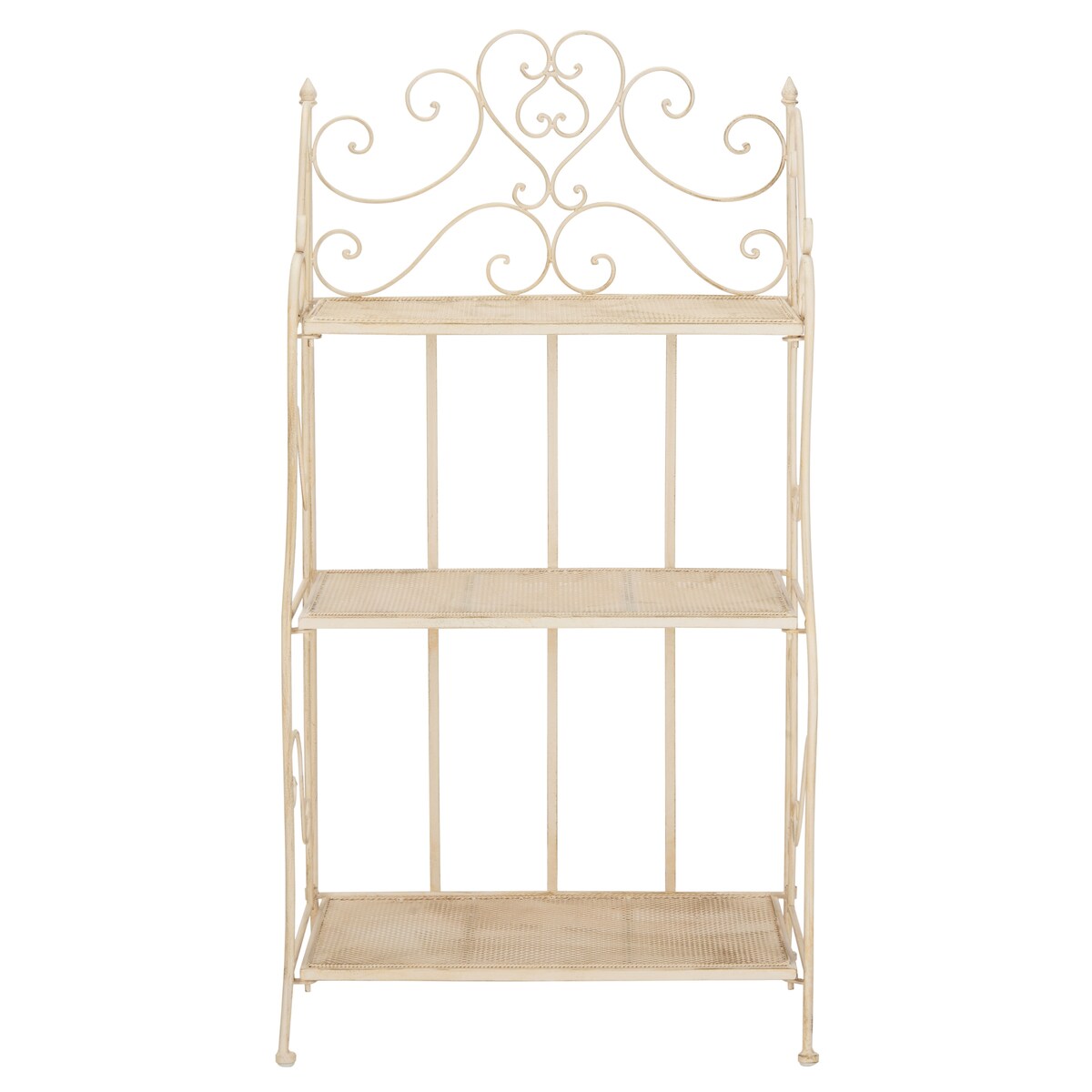 SAFAVIEH Outdoor Litzy Victorian Iron 3-Tier Shelf - 22.0" W x 14.2" L x 42.5" H