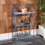 SAFAVIEH Outdoor Litzy Victorian Iron 3-Tier Shelf - 22.0" W x 14.2" L x 42.5" H