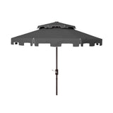 SAFAVIEH Outdoor Livia 9Ft Double Top Market Umbrella, Base Not Included