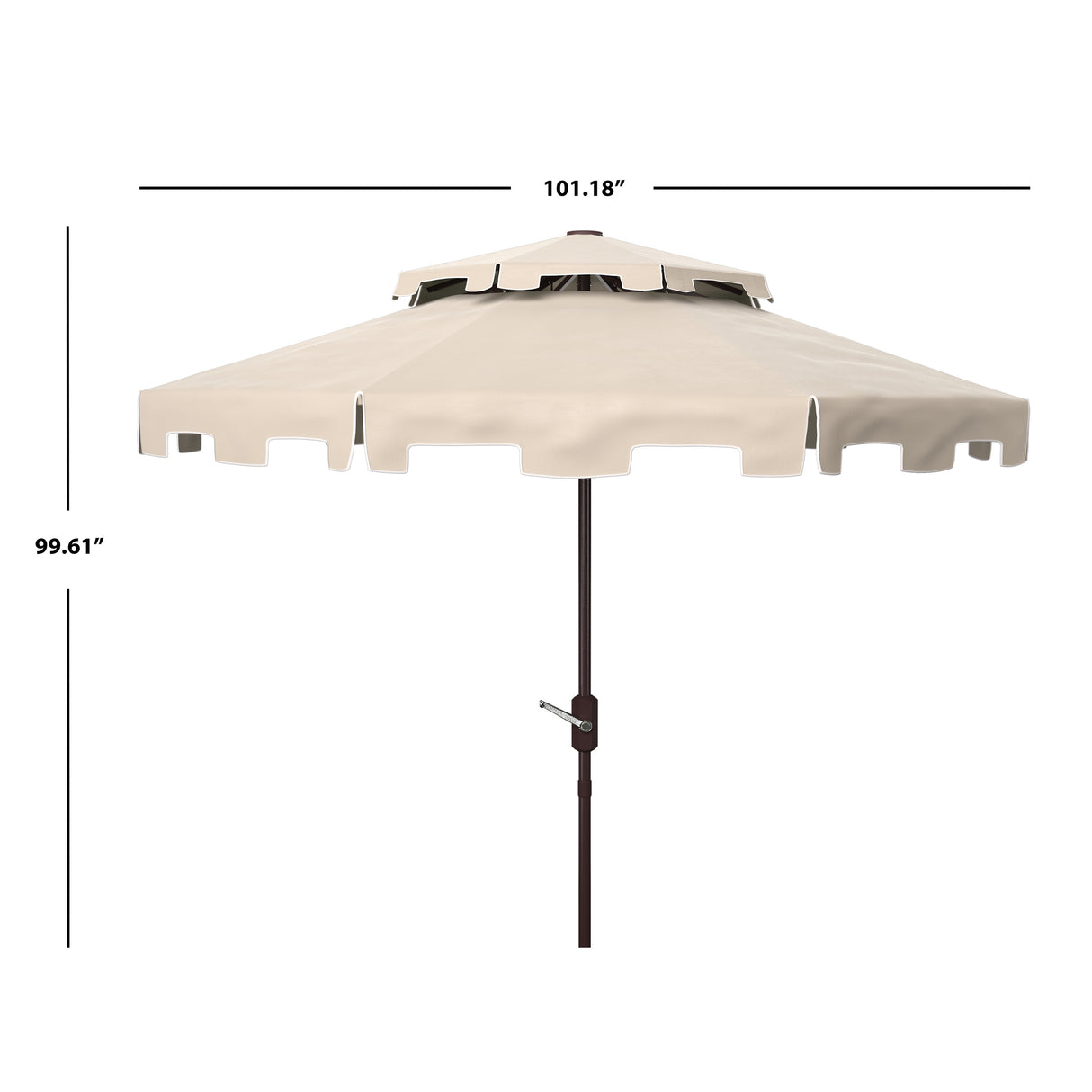 SAFAVIEH Outdoor Livia 9Ft Double Top Market Umbrella, Base Not Included