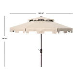 SAFAVIEH Outdoor Livia 9Ft Double Top Market Umbrella, Base Not Included