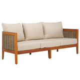 SAFAVIEH Outdoor Living Amanda 3 Seater Sofa. - 76Wx30Dx25H