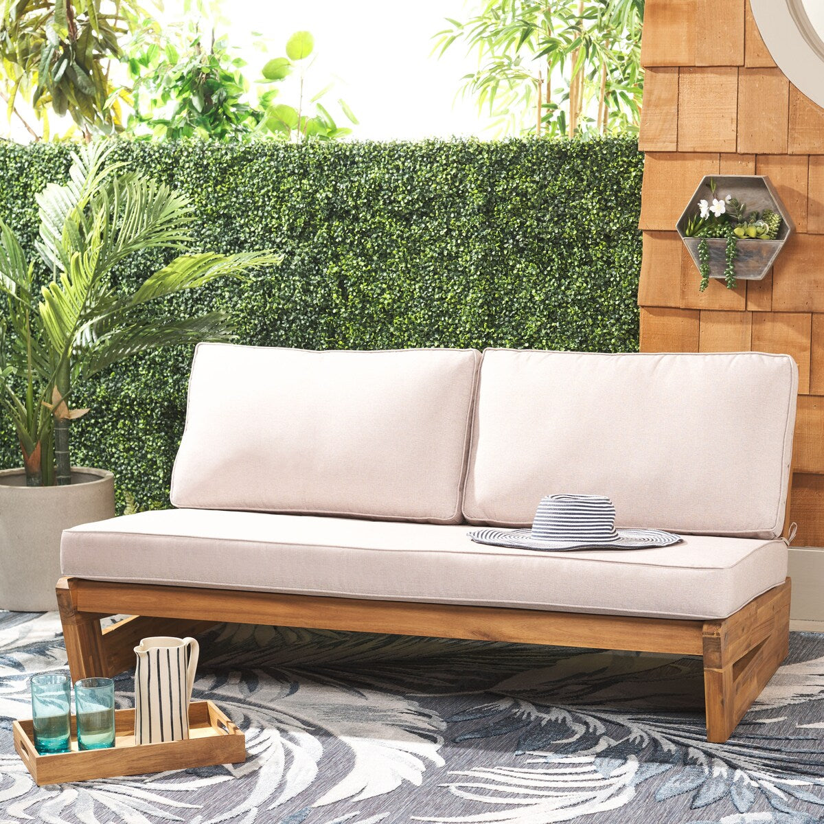 SAFAVIEH Outdoor Living Chester 2 Seater Sofa - 59Wx37Dx27H