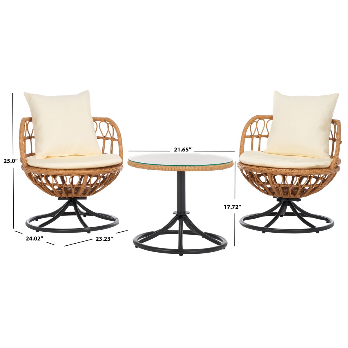 SAFAVIEH Outdoor Living Colby 3-Piece Set - 23Wx24Dx25H