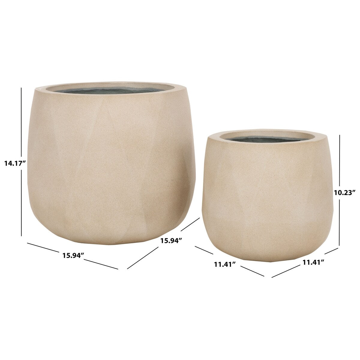 SAFAVIEH Outdoor Living Kane Planter Pot [SET of 2] - 16Wx16Dx14