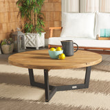 SAFAVIEH Outdoor Living Leo Round Coffee Table 3 Legs - 39Wx39Dx15H