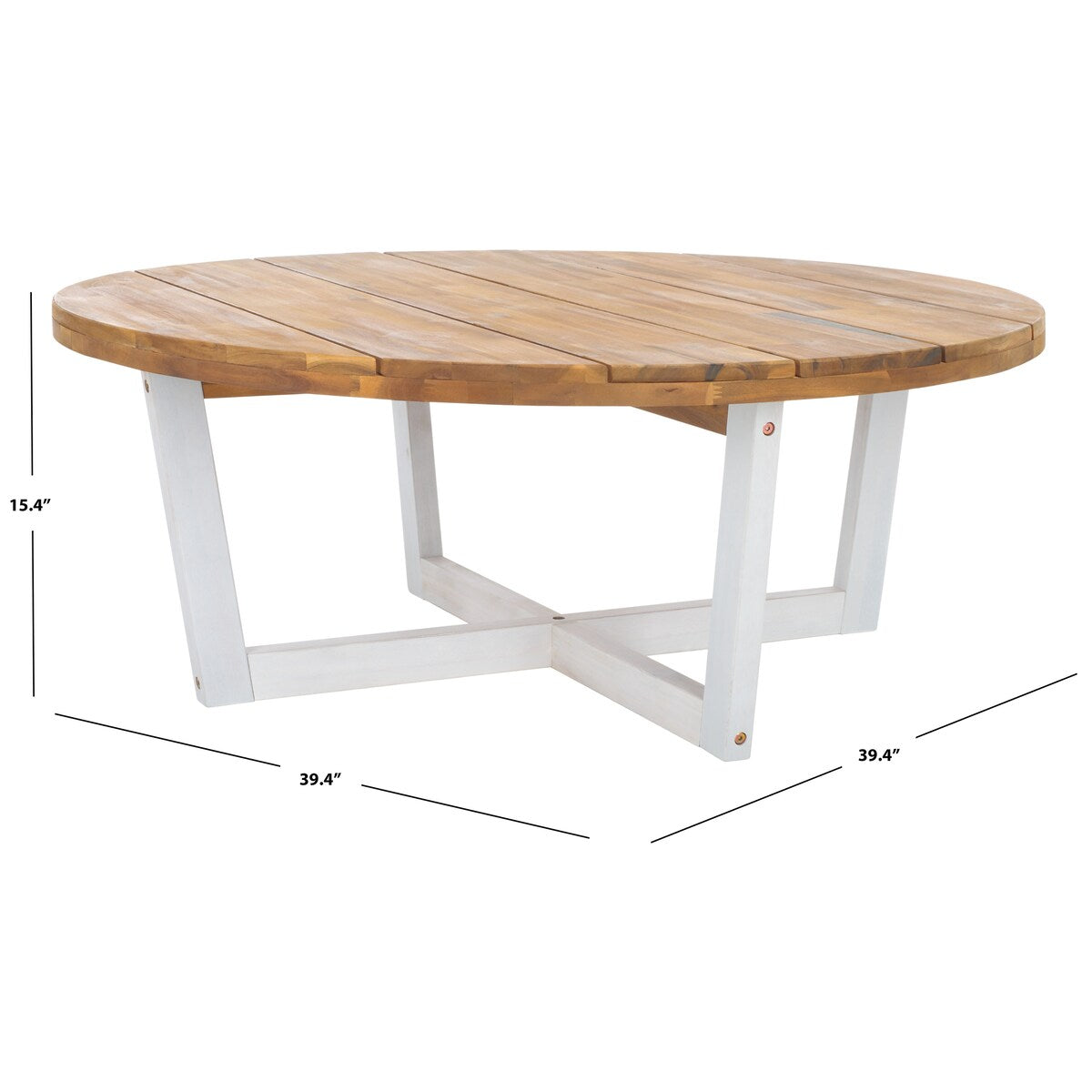 SAFAVIEH Outdoor Living Leo Round Coffee Table 4 Legs - 39Wx39Dx15H