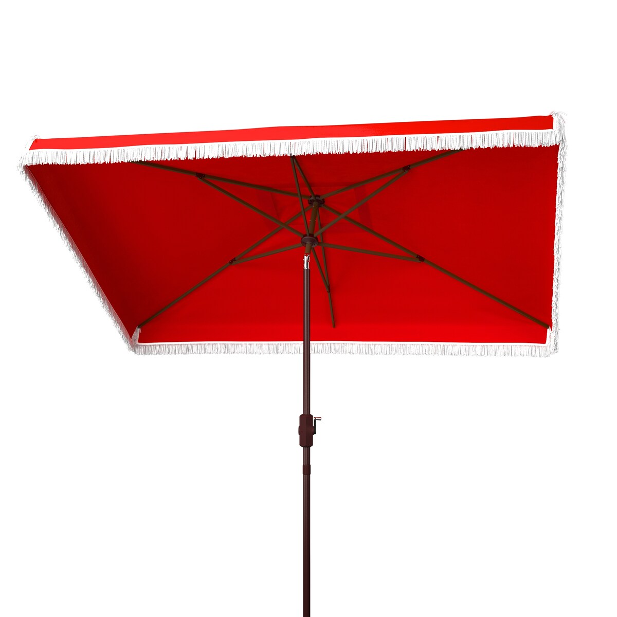 SAFAVIEH Outdoor Living Milan Fringe 6.5 x 10-foot Rectangular Crank Umbrella