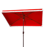 SAFAVIEH Outdoor Living Milan Fringe 6.5 x 10-foot Rectangular Crank Umbrella