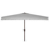 SAFAVIEH Outdoor Living Milan Fringe 6.5 x 10-foot Rectangular Crank Umbrella