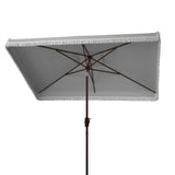 SAFAVIEH Outdoor Living Milan Fringe 6.5 x 10-foot Rectangular Crank Umbrella