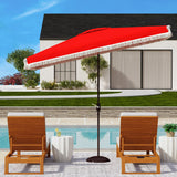 SAFAVIEH Outdoor Living Milan Fringe 6.5 x 10-foot Rectangular Crank Umbrella