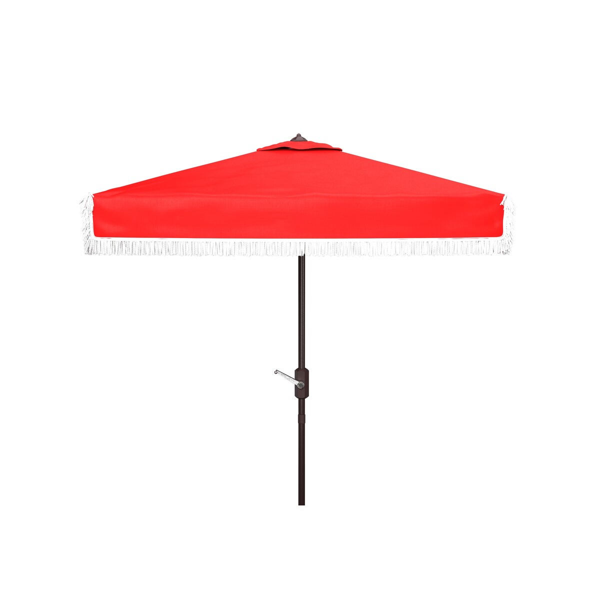 SAFAVIEH Outdoor Living Milan Fringe 7.5-foot Square Crank Umbrella