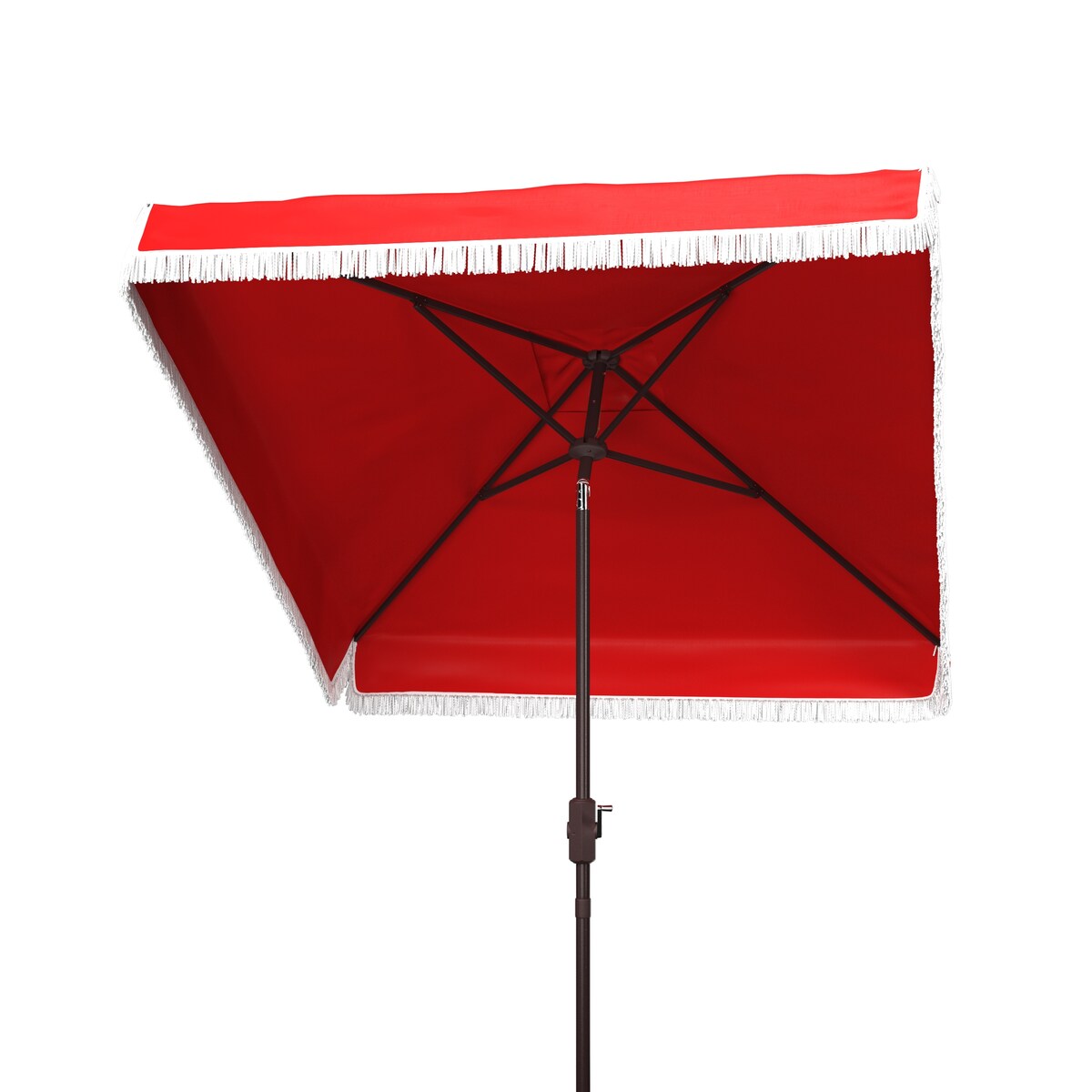 SAFAVIEH Outdoor Living Milan Fringe 7.5-foot Square Crank Umbrella