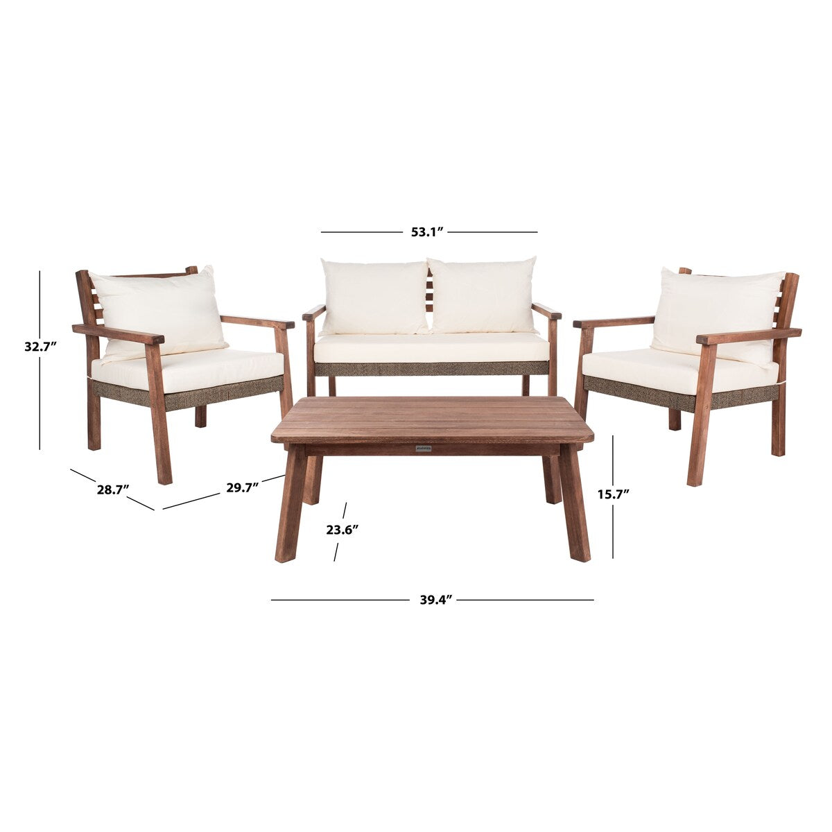 SAFAVIEH Outdoor Living Reid 4-Piece Living Set - 53Wx29Dx33H