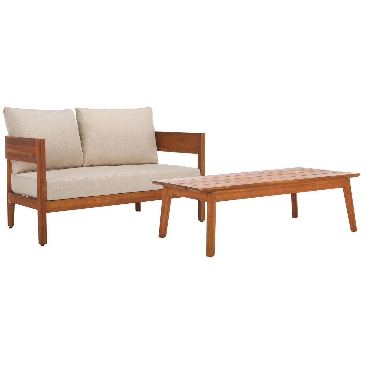 SAFAVIEH Outdoor Living Theo Bench with Table. - 52Wx30Dx25H