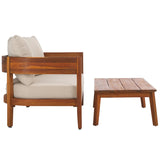 SAFAVIEH Outdoor Living Theo Bench with Table. - 52Wx30Dx25H