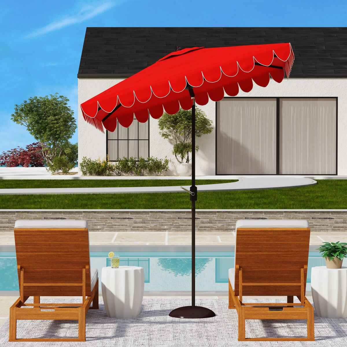 SAFAVIEH Outdoor Living Venice 7.5-foot Square Crank Umbrella