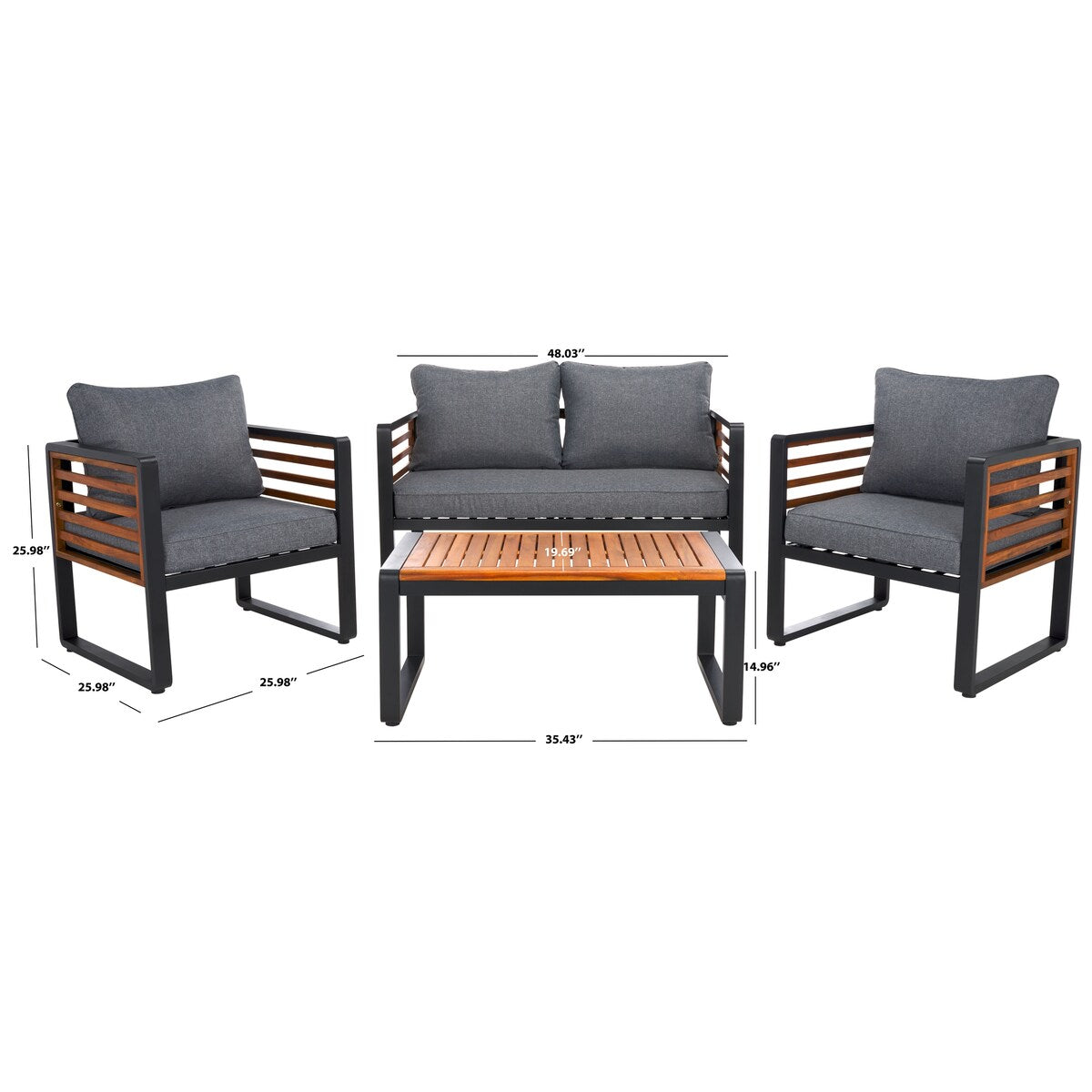 SAFAVIEH Outdoor Living Vesta 4-Piece Living Set - 48Wx26Dx26H