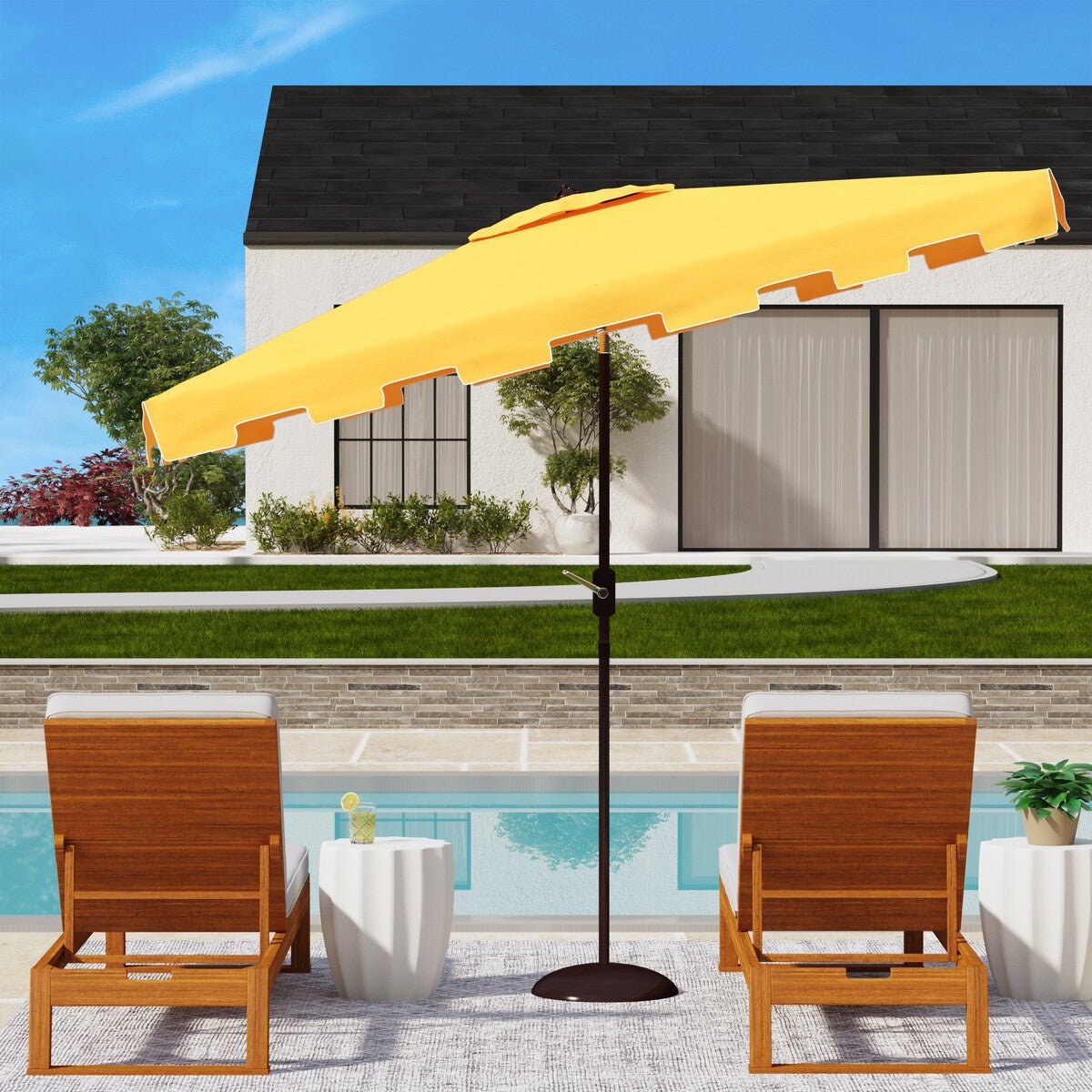 SAFAVIEH Outdoor Living Zimmerman 6.5 x 10-foot Rectangularangular Market Umbrella