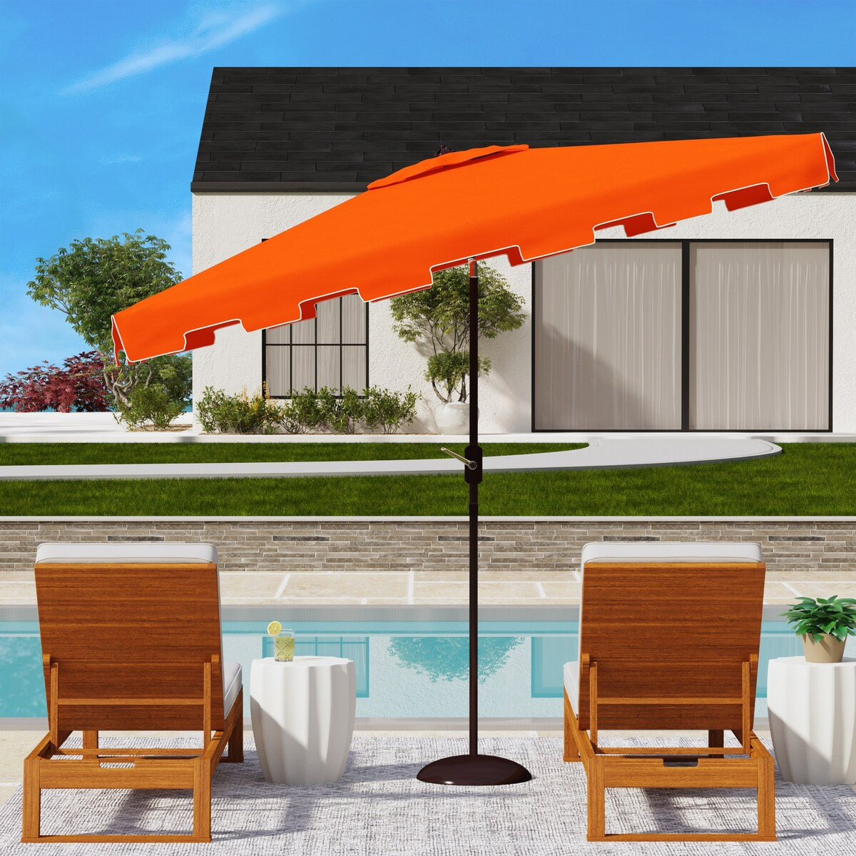 SAFAVIEH Outdoor Living Zimmerman 6.5 x 10-foot Rectangularangular Market Umbrella