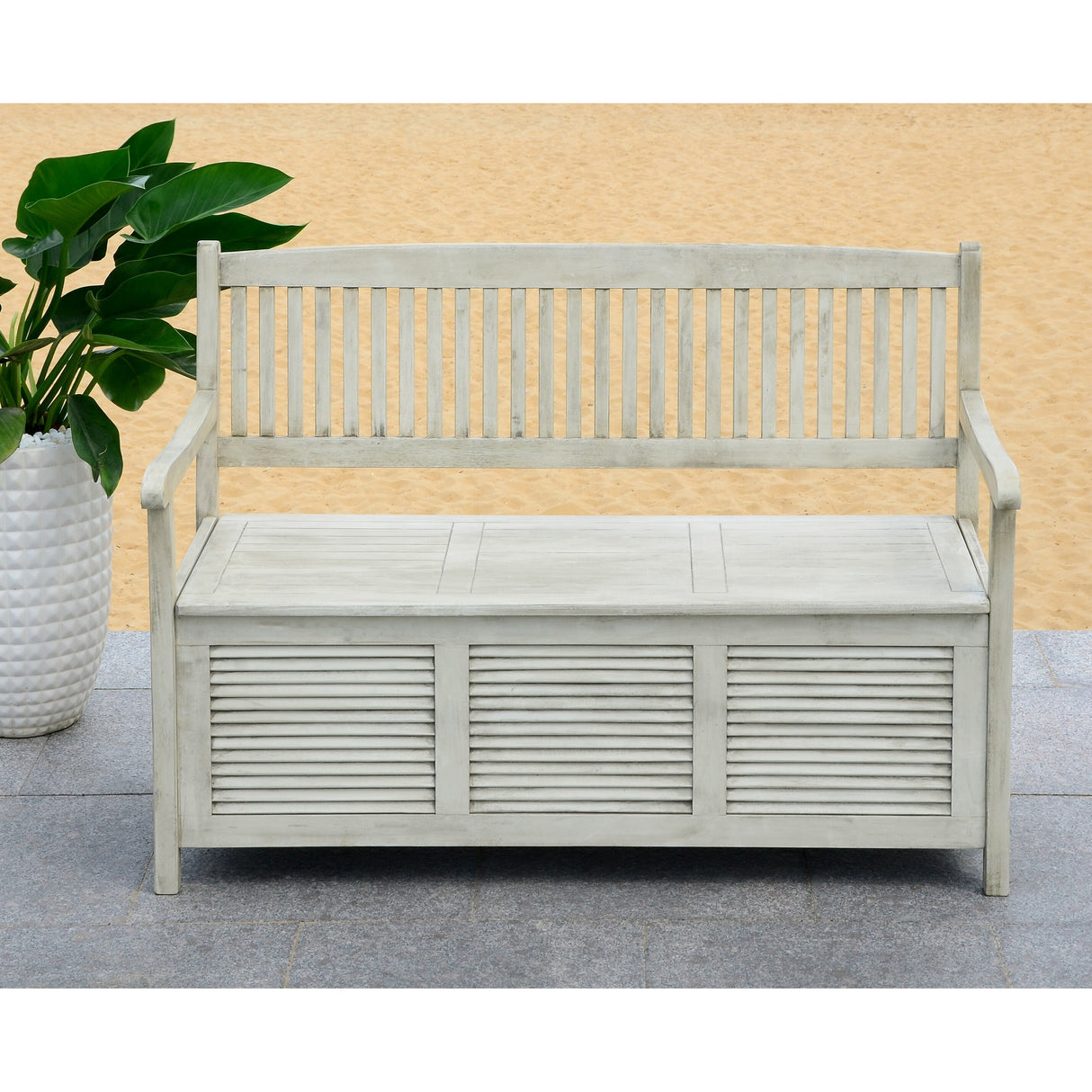 SAFAVIEH Outdoor Melany Storage Bench - 50Wx24Dx35H